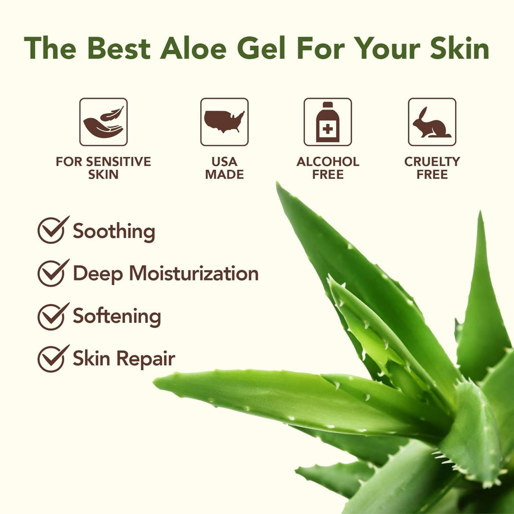 Green Leaf Naturals Amazing Aloe Vera Gel - Freshly Cut, 100% Pure Aloe, Premium Quality, Vegan, Unscented - Natural Sunburn Relief, After Shave, Skin, Face & Hair Care (two 8oz bottles) 16oz