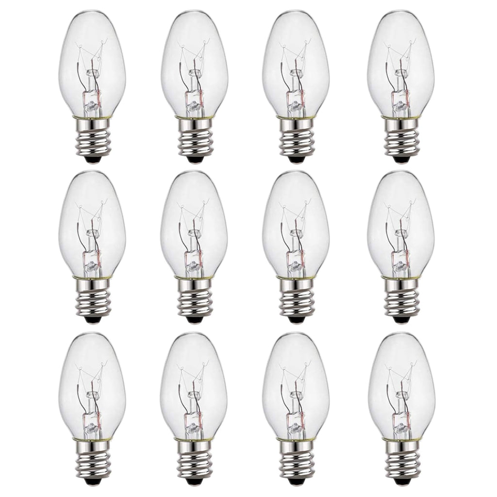 WokHok C7 Night Light Bulb 4 Watt,E12 Candelabra Base,15 Lumens,Small Light Bulb,Night Light Replacement Bulbs,Clear, Soft White - 12 Pack