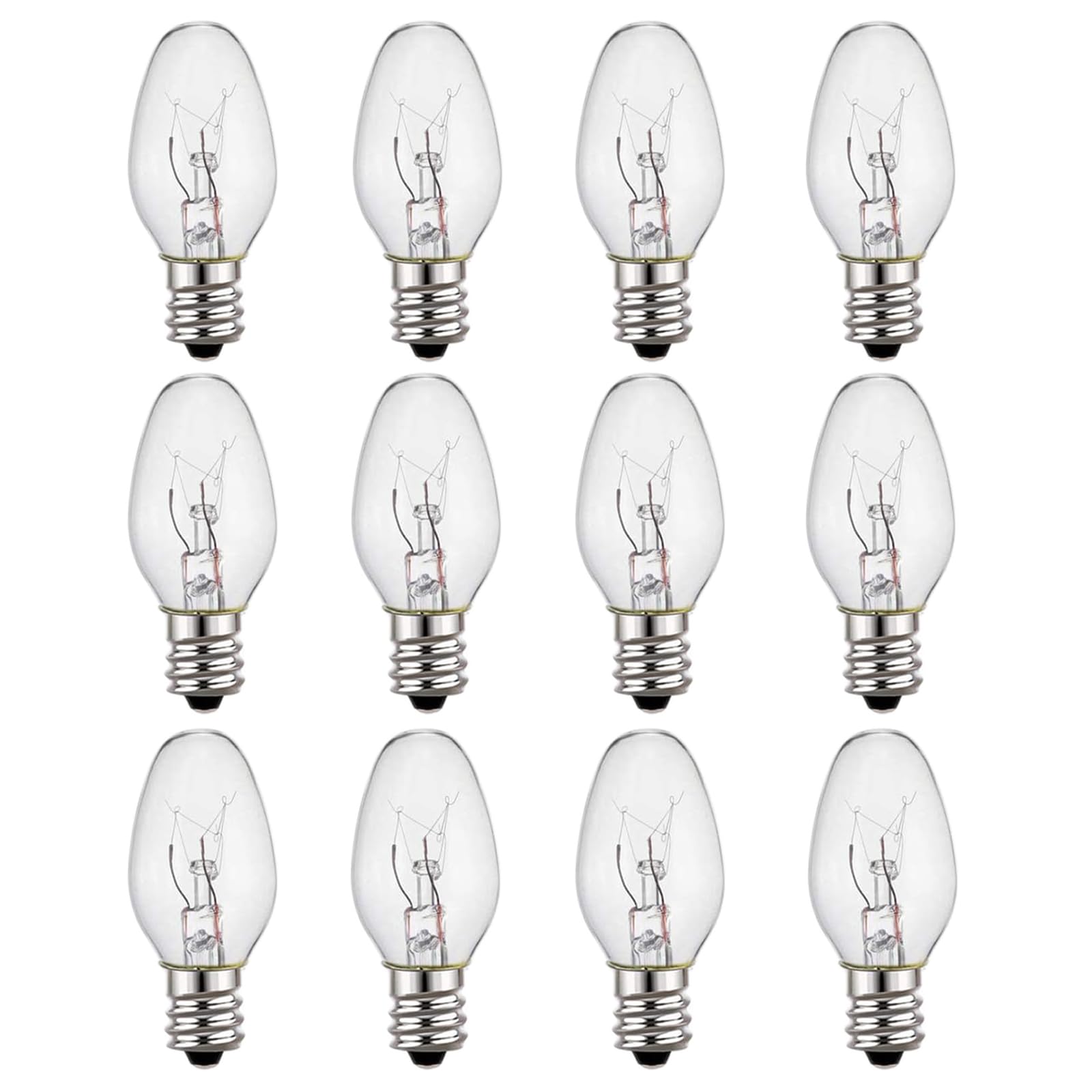 WokHok C7 Night Light Bulb 4 Watt,E12 Candelabra Base,15 Lumens,Small Light Bulb,Night Light Replacement Bulbs,Clear, Soft White - 12 Pack