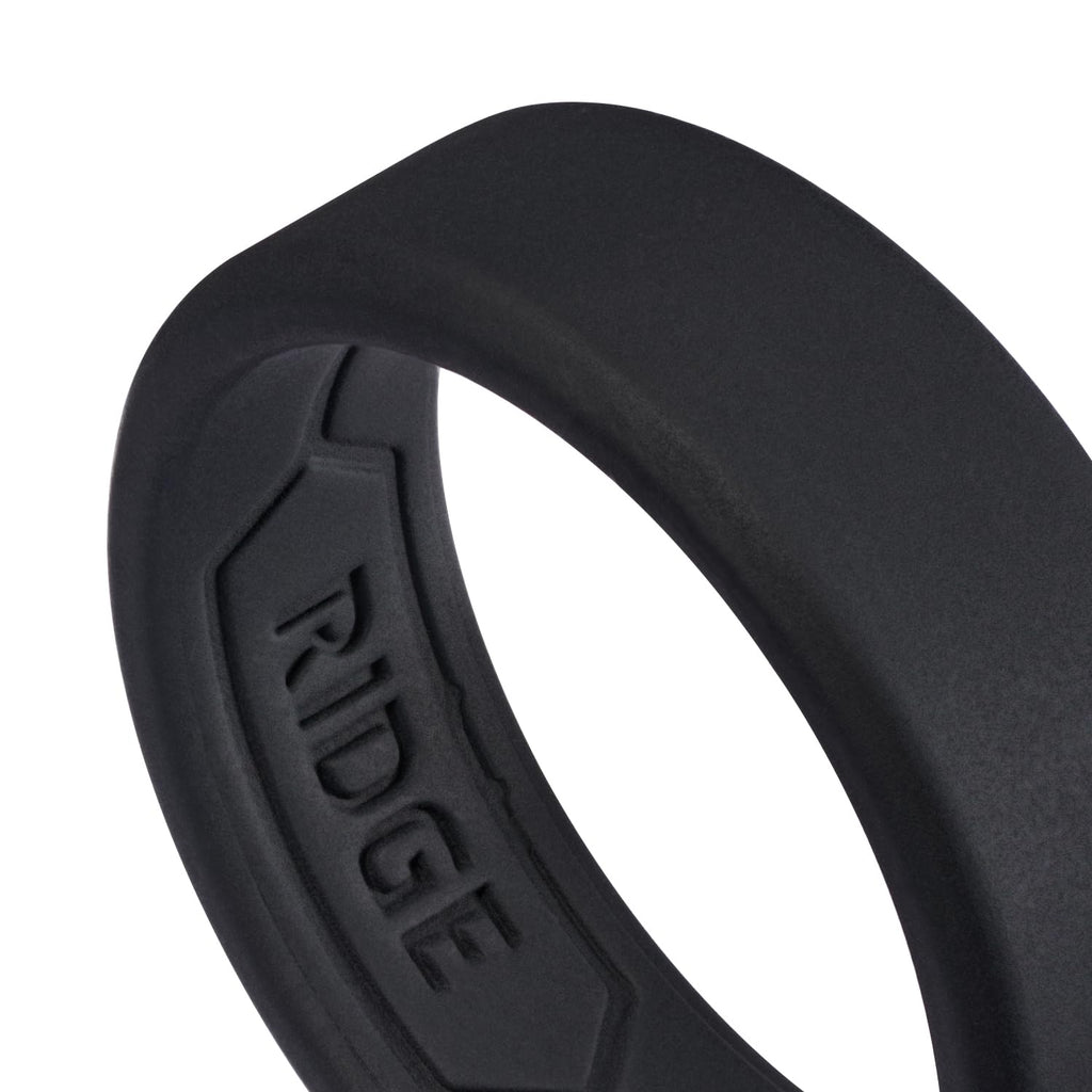 The Ridge 8mm Silicone Wedding Band for Men - Silicone Ring for Men, Beveled Edge Dual Band Design, Mens Rubber Wedding Ring (Size 7, Royal Black)