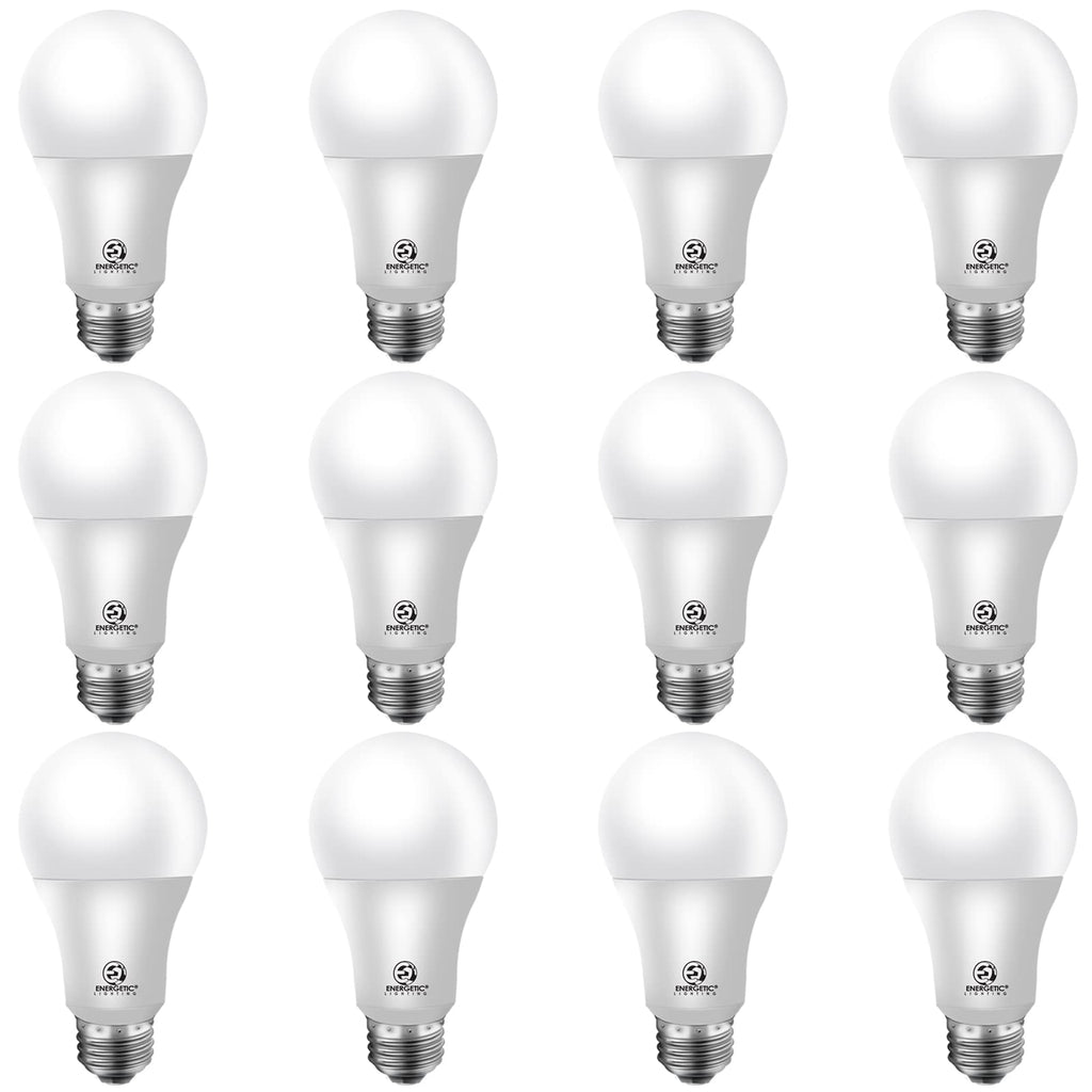 Energetic A19 Light Bulbs 75 Watt Equivalent, 1200LM Super Brightness, Daylight 5000K, E26 Standard Base, Non-Dimmable 10W A19 LED Light Bulb, UL Listed, 12 Pack