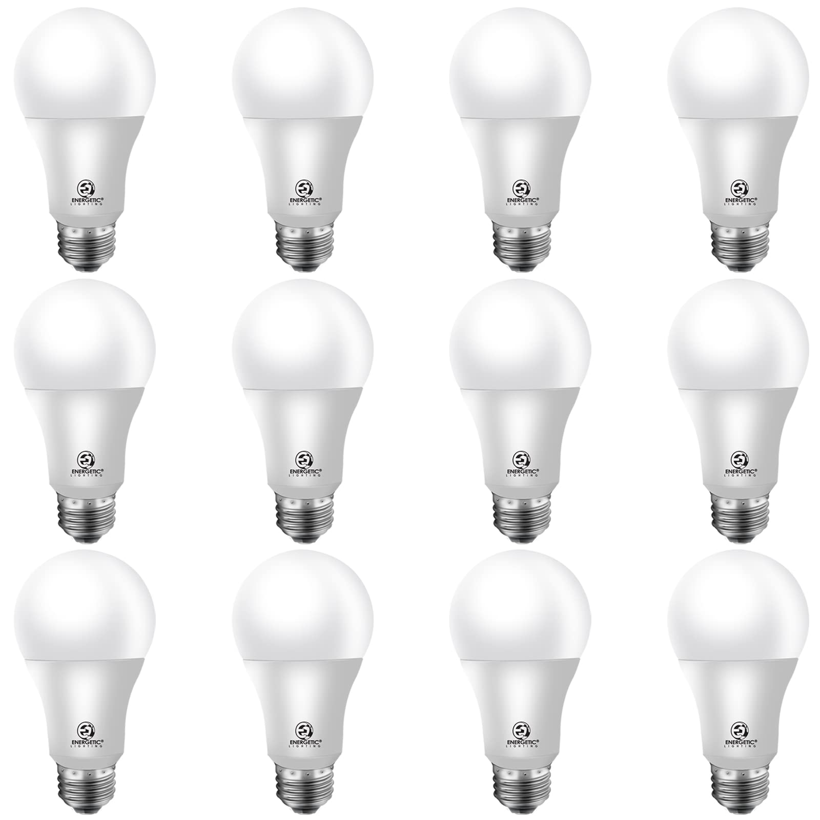 Energetic A19 Light Bulbs 75 Watt Equivalent, 1200LM Super Brightness, Daylight 5000K, E26 Standard Base, Non-Dimmable 10W A19 LED Light Bulb, UL Listed, 12 Pack