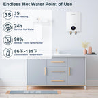 Tankless Electric Water Heater, ECOTOUCH 18kW Instant Water Heater On Demand 240V Under Sink Water Heaters Point of Use with ETL Certificated Self-Modulation ECO180S White