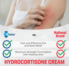 Globe 1% Hydrocortisone Cream Bulk 16 Oz Maximum Strength Itch Relief for Eczema, Dermatitis, Rashes, Mosquito Bites