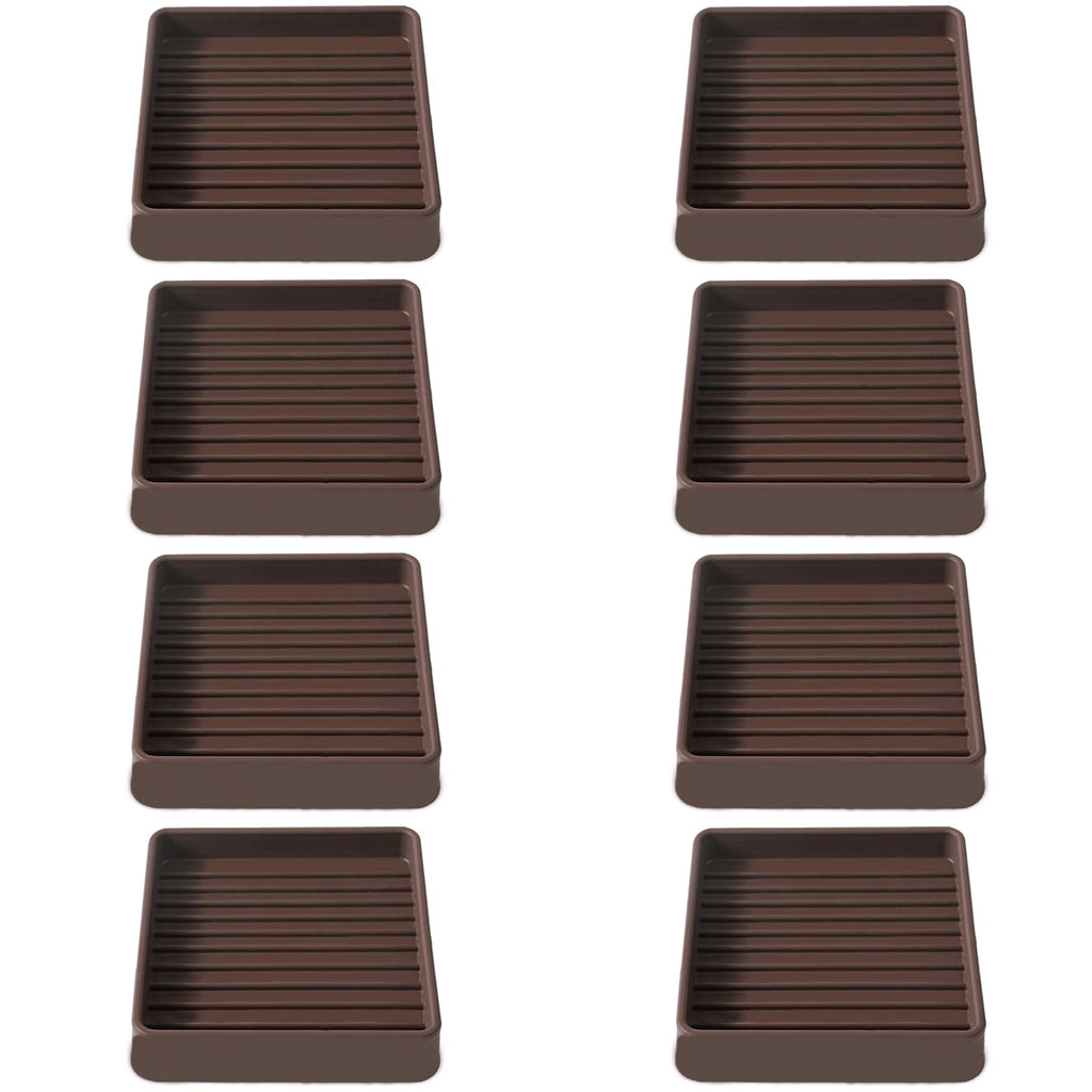 2.5x2.5 Square Rubber Furniture Caster Cups, Anti-Sliding Furniture Pads Bed Stopper Floor Protectors with Grip - Protect Any Flooring