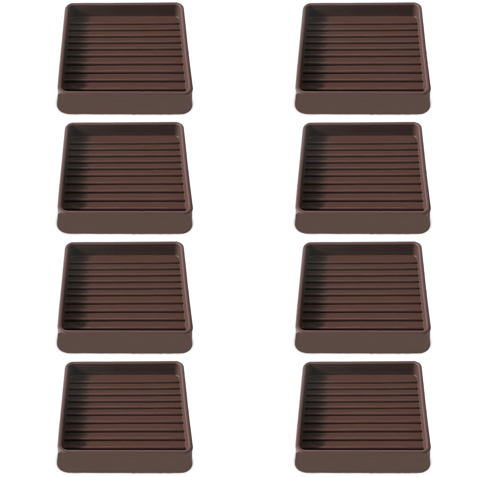 2.5x2.5 Square Rubber Furniture Caster Cups, Anti-Sliding Furniture Pads Bed Stopper Floor Protectors with Grip - Protect Any Flooring