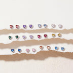 In Season Jewelry CZ Birthstone Heart Kids Earrings - 925 Sterling Silver Hypoallergenic for Girls with Secure Screw Backs - Safe & Comfortable for Toddlers & Kids - Pink