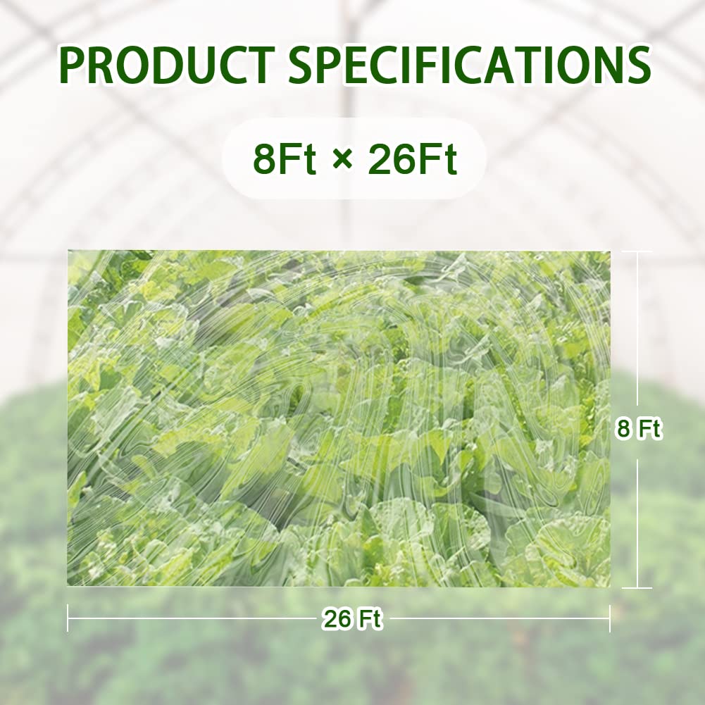LSGCQ 6 mil Greenhouse Plastic Film Sheeting Cover, 8 x 26 Ft