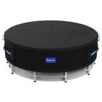 Holiwei 12 Ft Round Pool Cover with Reflective Strips, 420D Swimming Pool Cover for Above Ground Pools, Solar Cover with Drawstring and Ground Nails for Dustproof, UV Protected