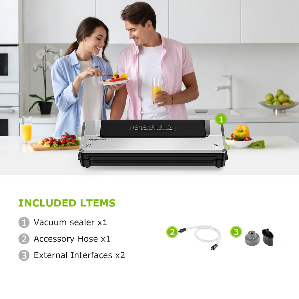 Bonsenkitchen Vacuum Sealer Machine, Multiple Modes For Meal Prep,Silver