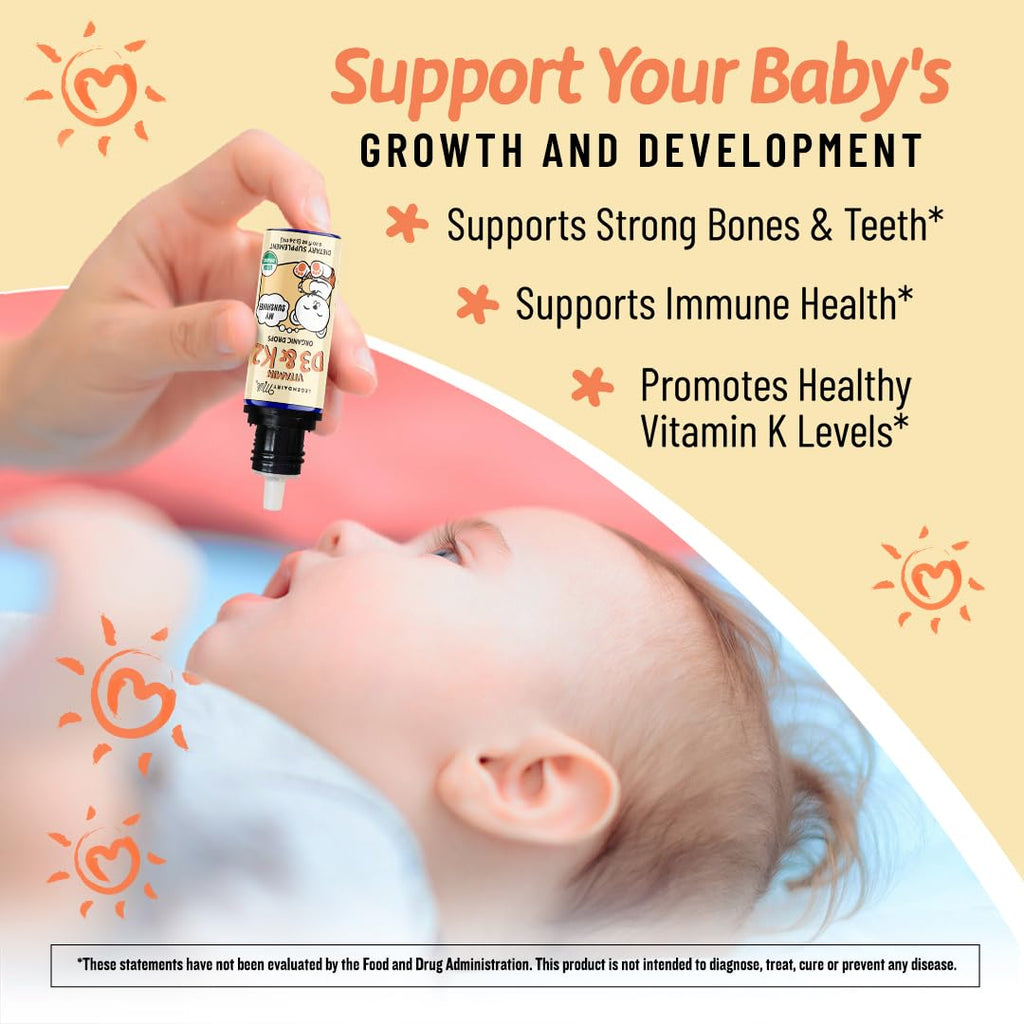 Legendairy Milk Vitamin D Drops for Infants, Organic Baby Vitamin D3 K2 Liquid 400 IU, Vegan for Newborns Toddlers & Kids, Childrens Supplement for Strong Bones & Teeth, Sugar Free, 90 Servings