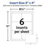 Avery Name Badge Inserts, 3" x 4", 300 White Inserts