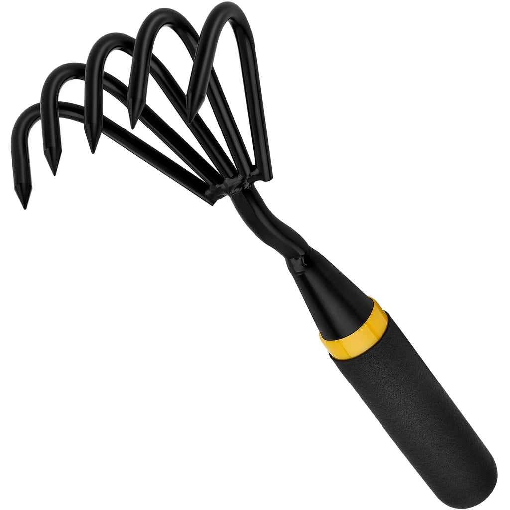 Kemaier Hand Rake Cultivator - 5-Claw Heavy Duty Stainless Steel Tool