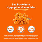 Organic Sea Buckthorn Extract Powder with Natural Omega 7 & Omega 3 6 9 for Heart Health, Skin, Immune Support - 100g Powder Supplement & 33 Day Supply - Non-GMO, Gluten-Free, Vegan-Friendly