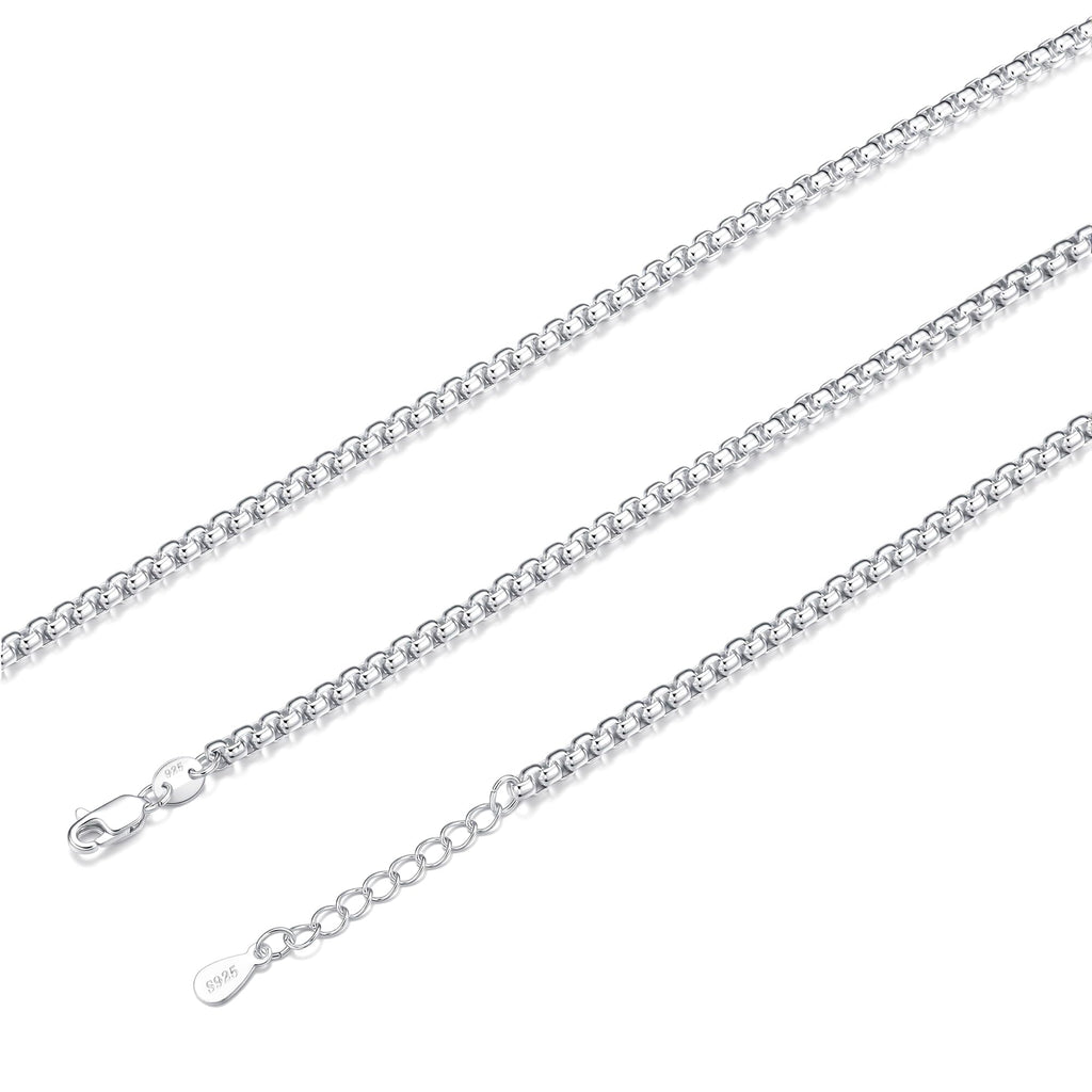 TOPCRED 925 Sterling Silver 3mm Box Chain Bracelet for Women 7 Inches
