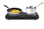 Elite Gourmet Double Cast Iron Burner, 1500W Hot Plate, Adjustable Temp