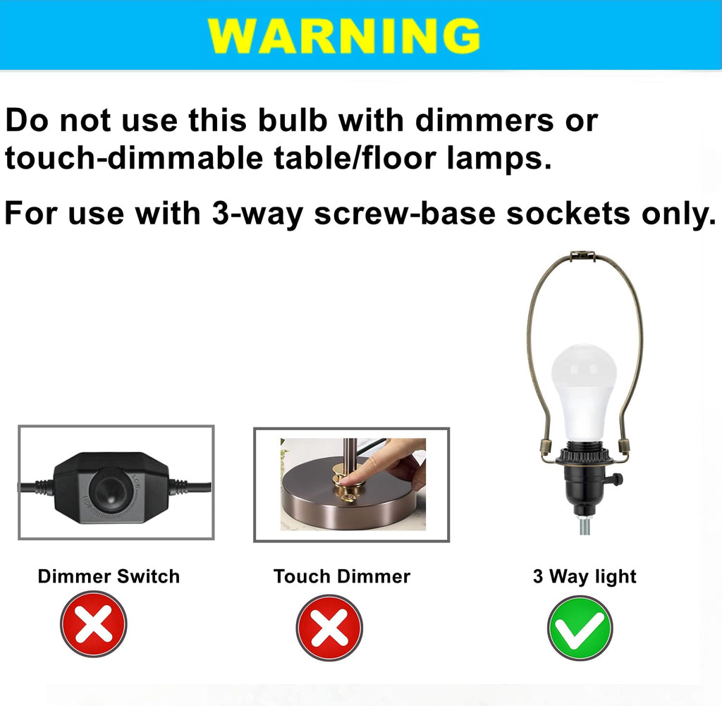 6-Pack 3 Way Bulb 30 70 100W Replacement LED Light Bulbs, Daylight 5000K, Three Way A19 Bulbs with E26 Base for Floor Lamps, Table Lamps
