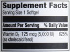 Amazon Elements Vitamin D3, 5000 IU, 180 Softgels, 6 Month Supply (Packaging May Vary), Supports Strong Bones and Immune Health (Pack of 2)