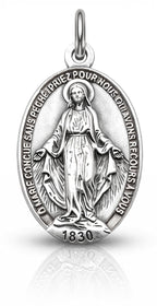 MIRACULOUS MEDAL ORIGINAL DESIGN, CATHOLIC VIRGIN MARY PENDANT, MADE IN ITALY, SILVER PLATED BRASS, RELIGIOUS JEWELRY GIFT FOR WOMEN MEN