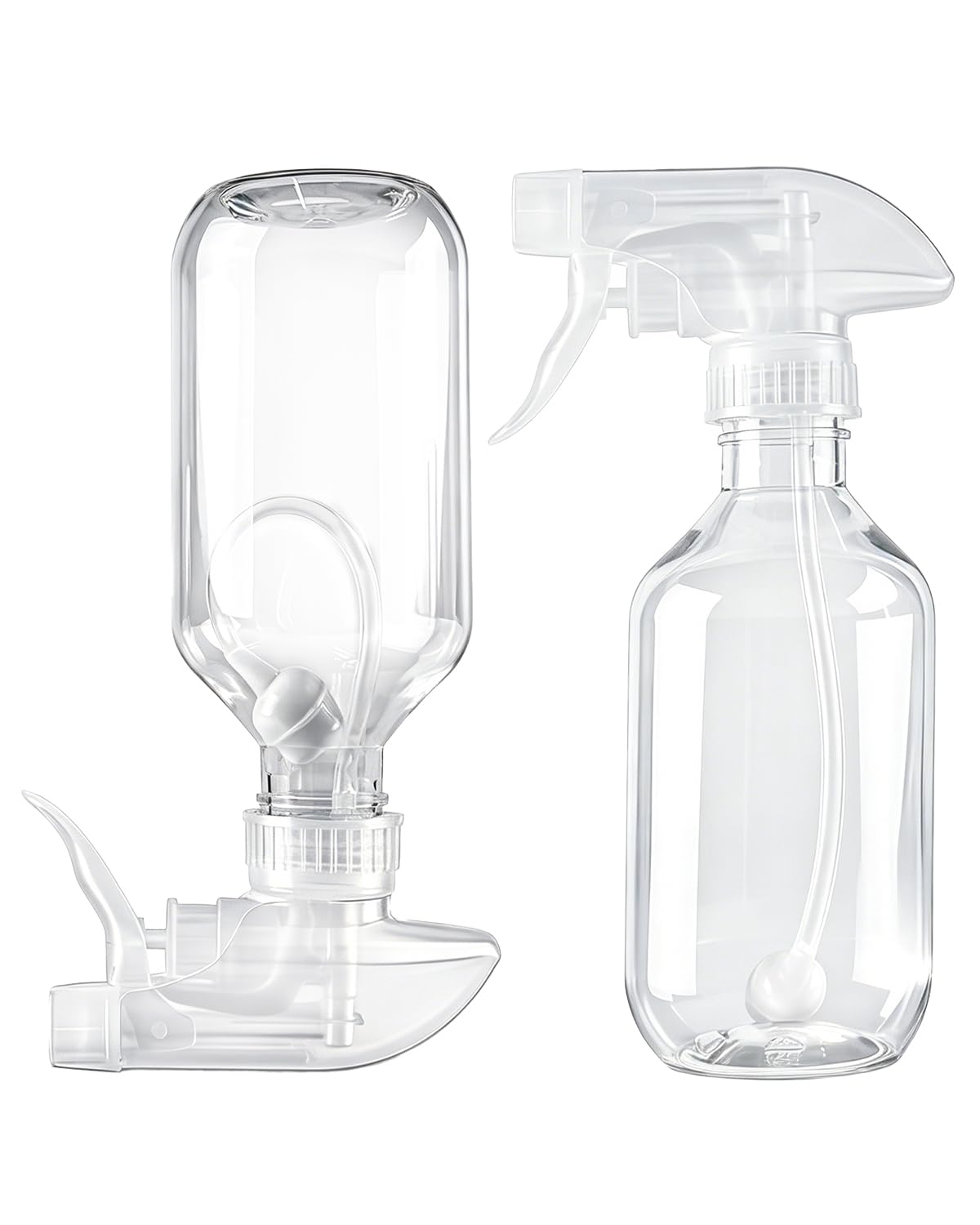 TERESRY 2 Pack 360° 10oz Spray Bottles with Adjustable Spray Nozzles Clear