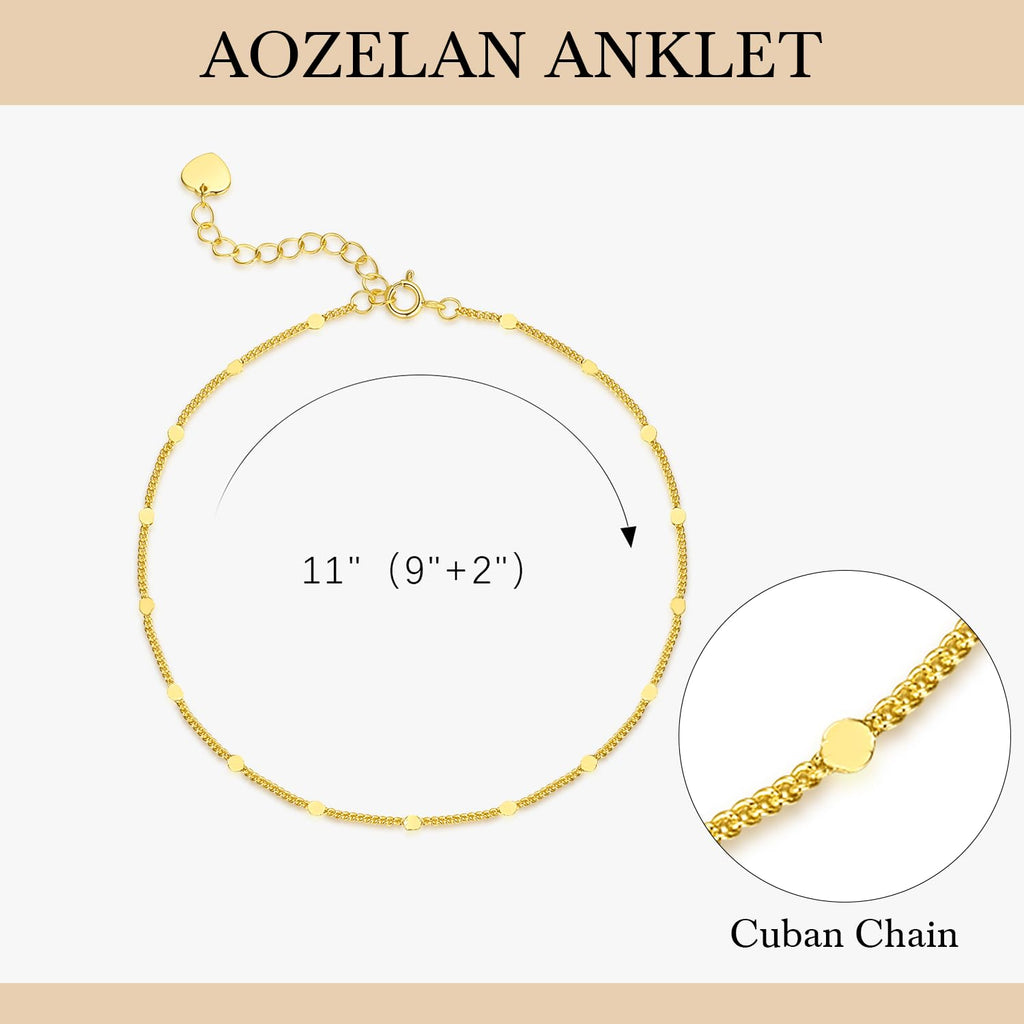 AOZELAN 14K Gold Anklets for Women Gold Ankle Bracelets for Women