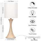 Bedside Touch Lamp, 3 Way Dimmable Touch Control Table Lamp, Wood Grain Farmhouse Table Lamp, Modern Nightstand Lamp with White Shade for Bedroom, Dorm, Office, 3000K LED Bulb Included