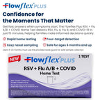 Flowflex Plus RSV + Flu A/B + COVID Home Test, 4-in-1 Home Test Kit, Rapid Results in 15 Minutes, OTC At-Home Antigen Test for Adults & Children (2 Tests)