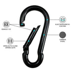 Carabiner Clip Hook, 3.15 inch 15 pcs Black Heavy Duty Spring Snap Hook Key Chain, Carabiners Clips for Outdoor Camping, Swing Set, Hammock, Hiking Travel, Fishing, Quick Link Keychain