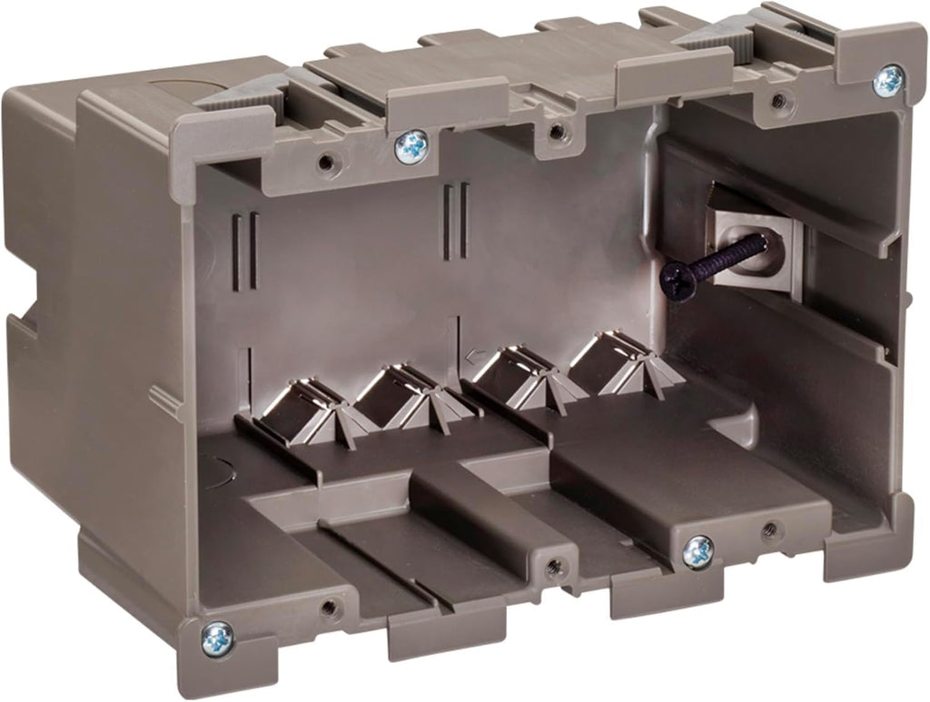 SmarToggle Three Gang Retrofit Wall Box – Old Work Electrical Box for Stud or No-Stud Mount | 1-1/2" Toggle Depth | Triple Device, Smart Switch, or Outlet PC Wall Box, 10-Pack