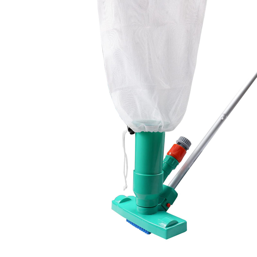 POOLWHALE Portable Pool Vacuum Jet Underwater Cleaner W/Brush,Bag,6 Section Pole of 56.5"(No Garden Hose Included),for Above Ground Pool,Spas,Ponds & Fountains
