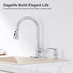 GAGALIFE Kitchen Sink Soap Dispenser Chrome, Built in Soap Dispenser with 17 OZ Bottle, Refill from The Top, Liquid Dispenser for Kitchen Sink