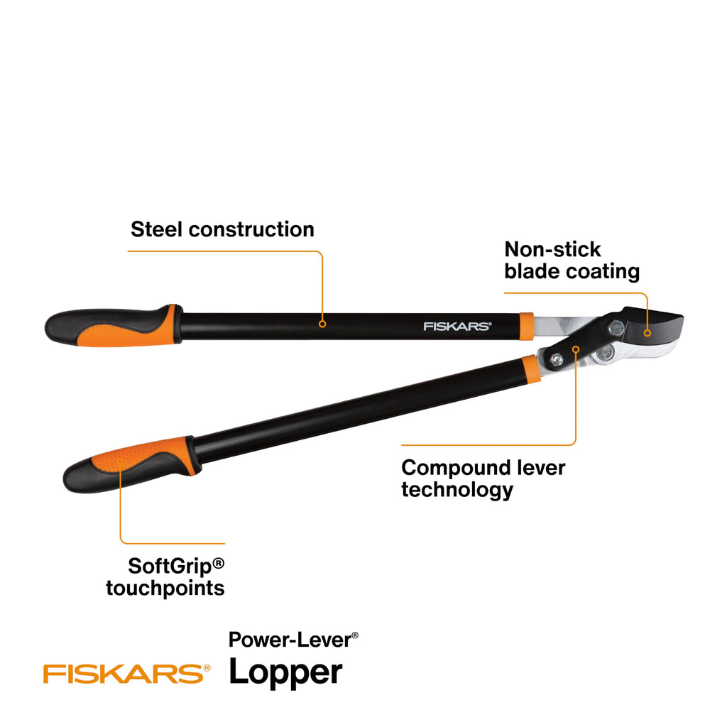 Fiskars 28" Power-Lever Garden Bypass Loppers, 1.75" Cut Capacity