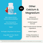 EZ Melts Calcium & Magnesium - Daily Supplement for Heart, Bone, Immune & Brain Health - with Vitamin D3 - Non-GMO & Vegan - Strawberry Smoothie - 60 Dissolvable Tablets (30 Servings)