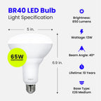 Feit Electric LED BR40 Bulbs, Dimmable, 65W Equivalent, 10 Year Life, 850 Lumens, E26 Base, 2700k Soft White, Flood Lights, Recessed Can Light Bulbs, Damp Rated, UL Listed, 6 Pack, BR40DM/10KLED/2/3