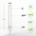 (Pack of 4) 13W CFL Light Bulbs – Single Tube, 2-Pin GX23 Base, 5000K Bright White – Compatible with Sylvania CF13DS/850, Philips PL-S 13W/850, GE F13BX/850
