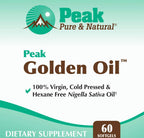 Peak Pure & Natural, Peak Golden Oil Cold Pressed Organic Black Seed Oil Supplement - Black Seed Oil for Digestive Health, Skin Nutrition, Joint Comfort - 60 Capsules