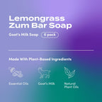 Zum Indigo Wild Goat's Milk Soap Bar - Bar Soap for Hands & Body Made with Essential Oils - 3 oz - Lemongrass (6 Pack)