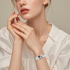 Desnuage Silver Thin Cuff Bracelet Vintage Hammered Texture Style Statement Open Bangle Chunky Bracelets for Women