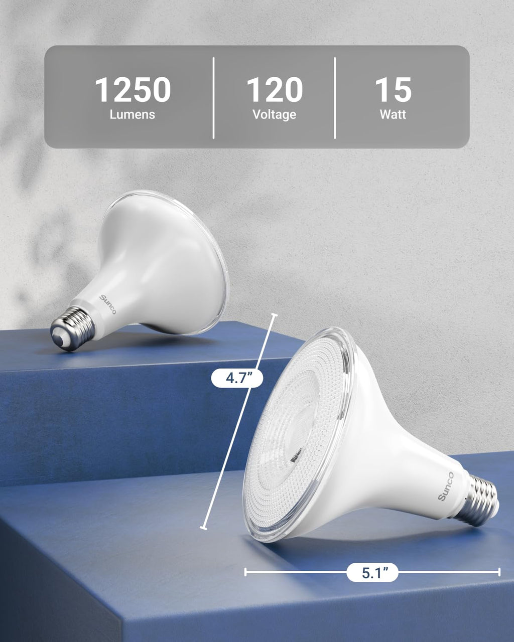 Sunco LED Flood Light Bulb, Waterproof PAR38 Dusk to Dawn Outdoor Lighting, 1250 LM, 120W Equivalent 15W, Exterior, Wet-Rated, 5000K Daylight, E26 Base, for Porch Garage Yard, UL 2 Pack.
