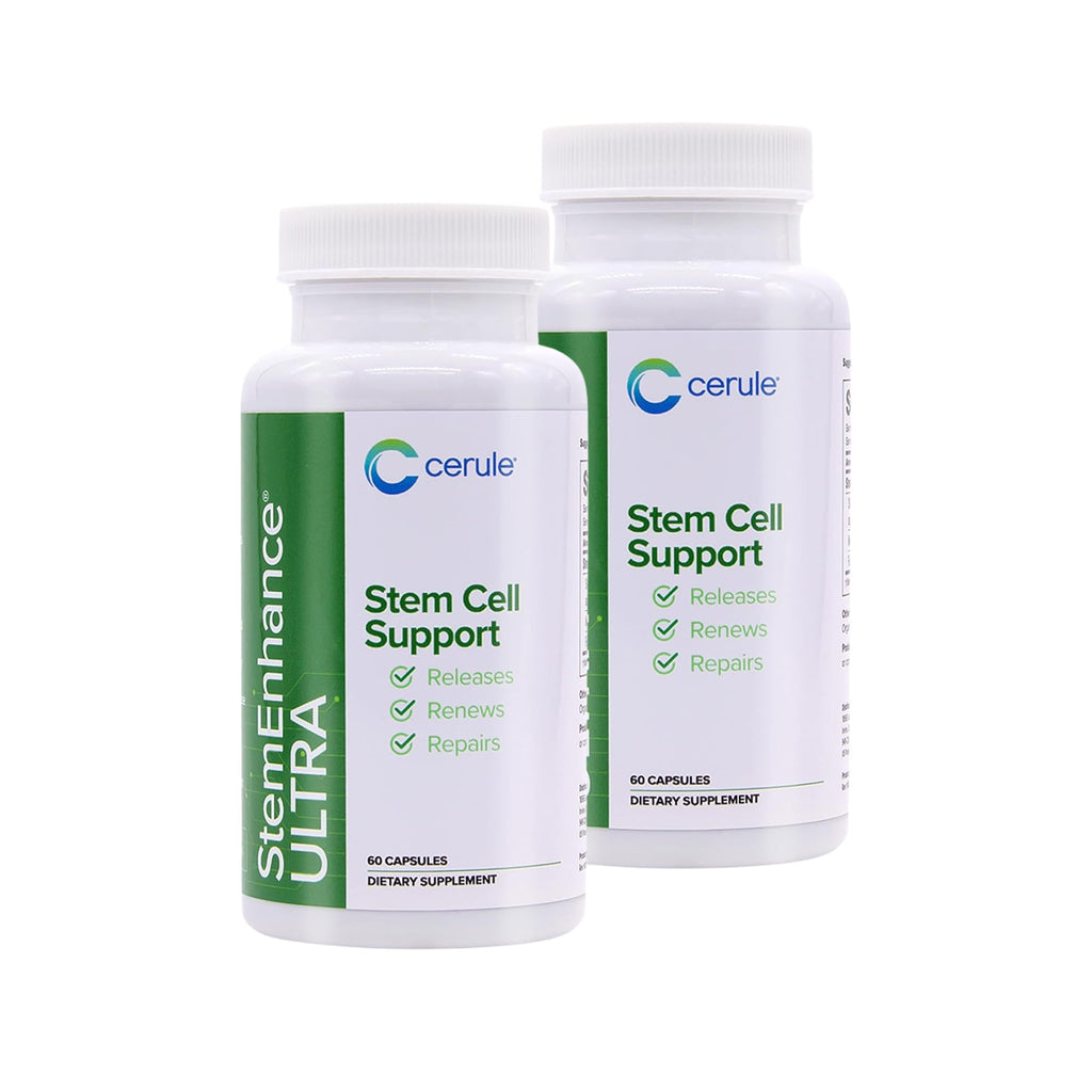 Cerule StemEnhance Ultra 2 Pack –Natural Stem Cell Support Supplement for Cellular Renewal, Immune Function, Energy, and Recovery–Freshwater Microalgae & Marine Macroalgae Extracts– 120 Capsules Total