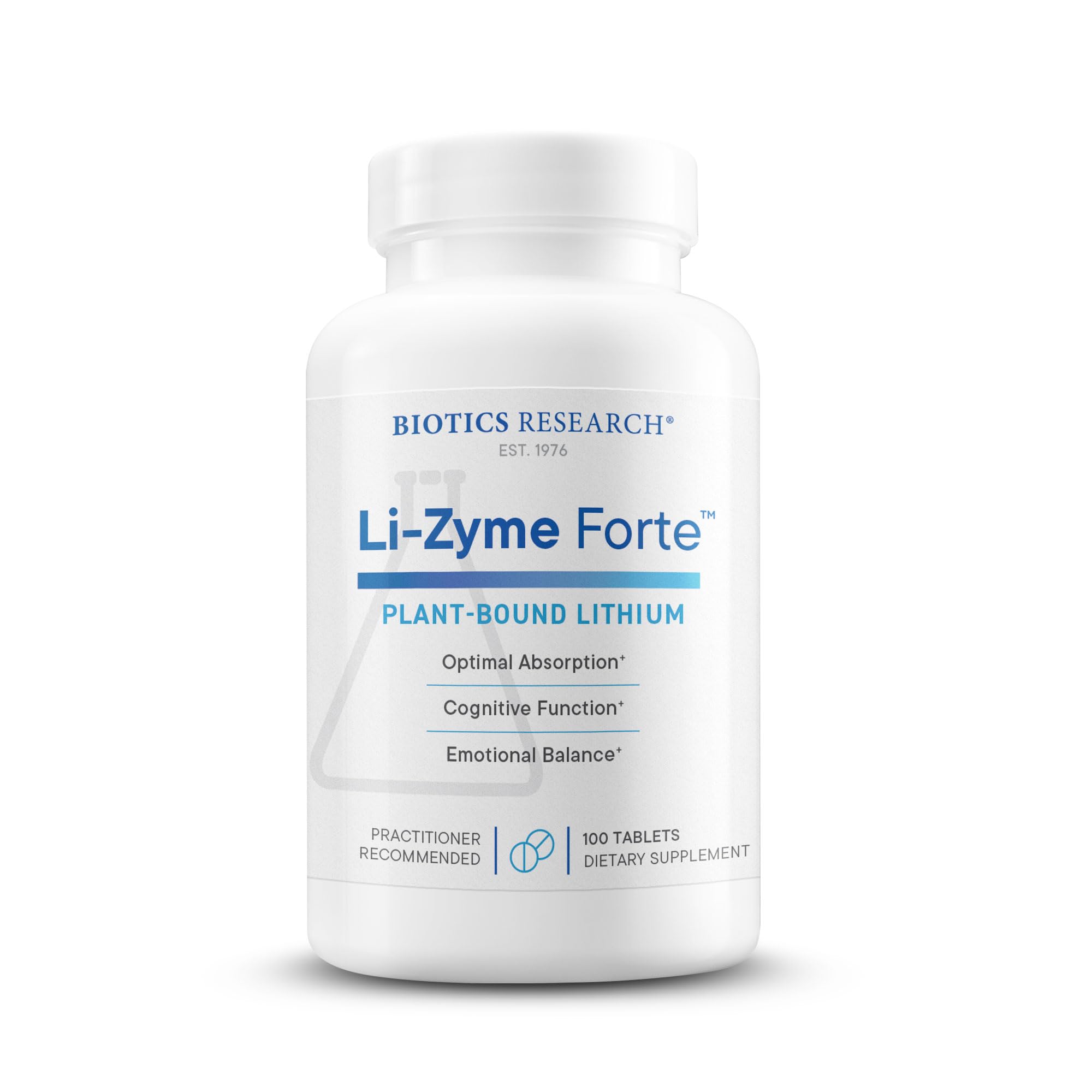 BIOTICS RESEARCH Li Zyme Forte Plant-sourced, phytochemically Bound Lithium, Supports Brain Function, Memory and Mood Support,100 Tablets