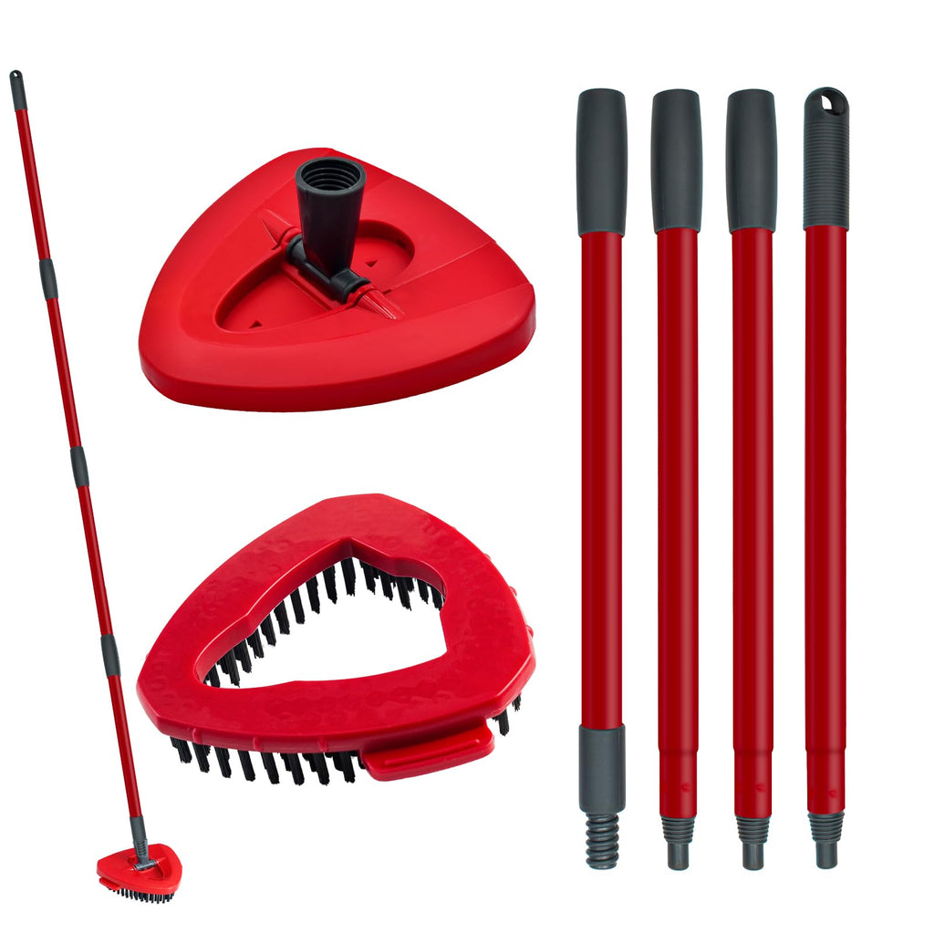 DLAIMI Mop Handle Replacement for Ocedar, 4 Section 30" to 58" Extendable Length Mop Stick for Ocedar Spin Mops Refills and Brooms Floor Cleaning, Include Base and Scrub Brush
