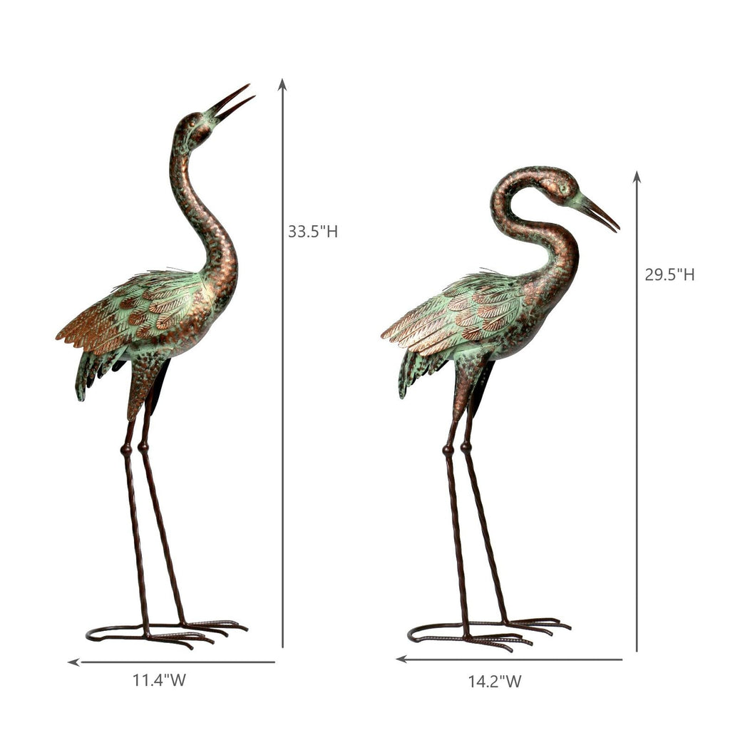 Shorayn Metal Heron Garden Statue Life-Size Crane Set Indoor Yard Decor Handmade Gift