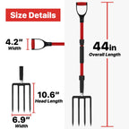 COSITA Pitch Fork for Garden, 44-Inches Pitchfork with Fiberglass Handle, Gardening Spading Fork with 4 Metal Tines, Heavy Duty Pitchfork for Manure, Mulch, Digging, Aeration, Red