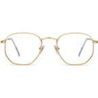 SOJOS Small Blue Light Blocking Glasses Hexagonal Eyeglasses Frame Anti Blue Ray Glasses One and Only SJ5036 with Gold Frame/Anti-Blue Light Lens