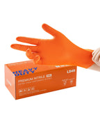 LANON 8mil Orange Disposable Nitrile Gloves, Mechanic, Heavy Duty, Food Safe, Latex Free, Powder Free, Fully-Diamond Textured, Medium