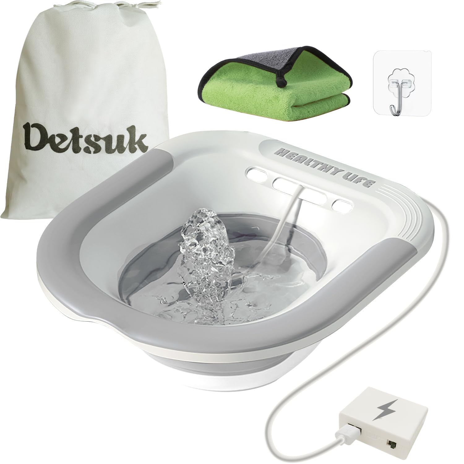 Foldable Electric Sitz Bath Kit with Automatic Flushing for Hemorrhoid Relief and Postpartum Care | Portable Hip Bath Basin for Perineal Soaking, Pain Relief, and Bidet Functionality, Easy to Use