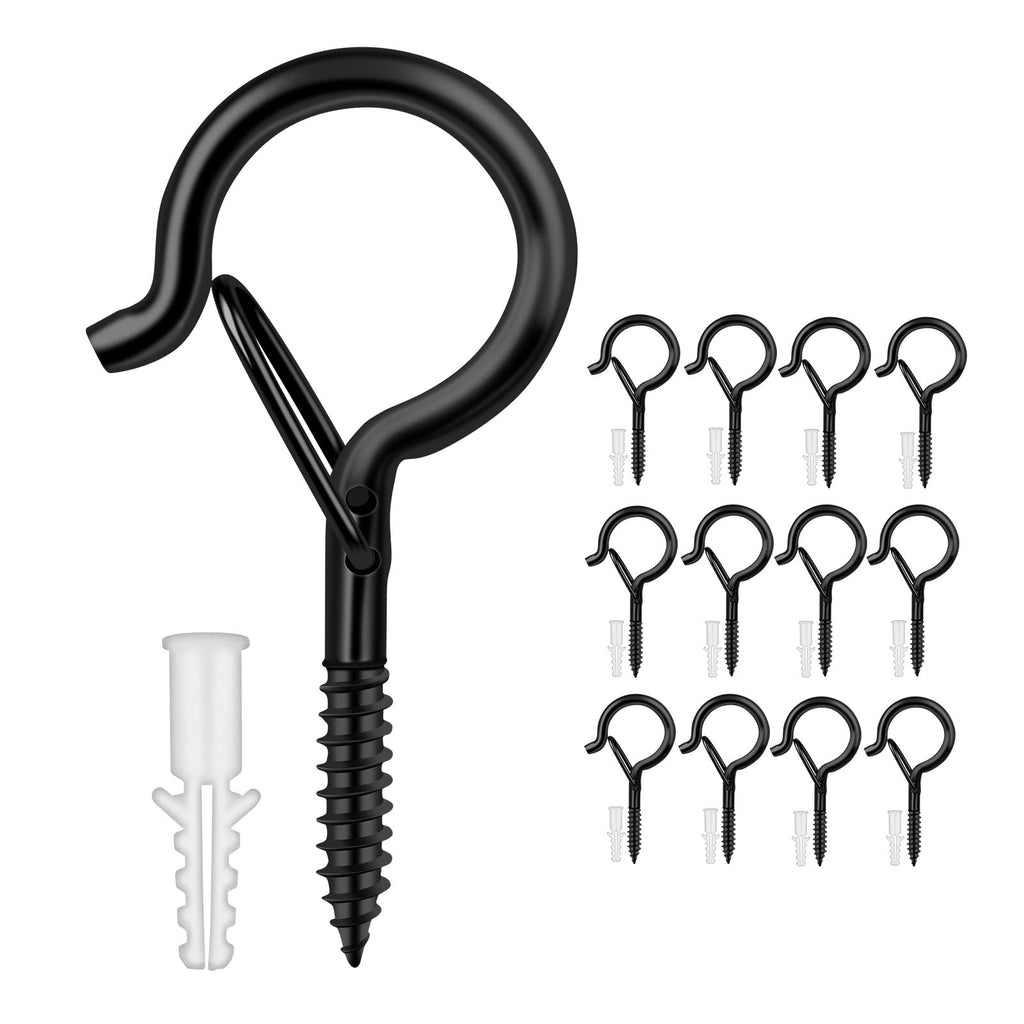 FSAH 12 PCS Q-Hanger Hooks with Safety Buckle, Windproof Screw Hooks
