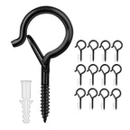 FSAH 12 PCS Q-Hanger Hooks with Safety Buckle, Windproof Screw Hooks