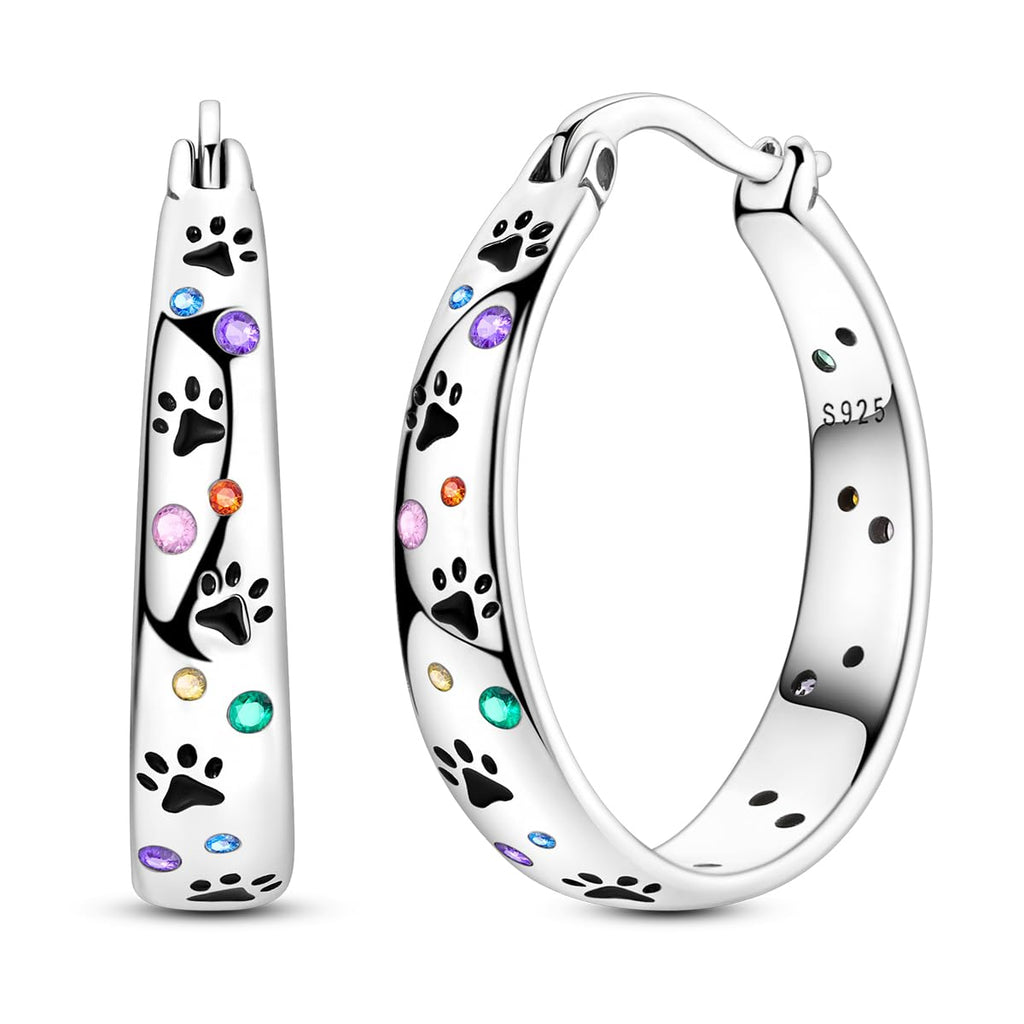 NARMO 925 Sterling Silver Hoops Colorful Pet Claws Earrings for Women